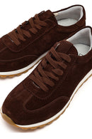Kadın Kahverengi Bağcıklı Süet Deri Sneaker | Derimod Kadın Kahverengi Bağcıklı Süet Deri Sneaker | Derimod