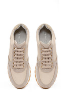 Kadın Bej Bağcıklı Deri Sneaker | Derimod Kadın Bej Bağcıklı Deri Sneaker | Derimod
