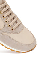 Kadın Bej Bağcıklı Deri Sneaker | Derimod Kadın Bej Bağcıklı Deri Sneaker | Derimod