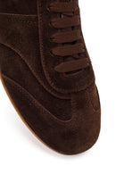 Kadın Kahverengi Bağcıklı Süet Deri Sneaker | Derimod Kadın Kahverengi Bağcıklı Süet Deri Sneaker | Derimod