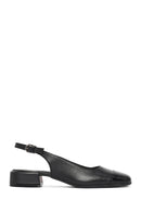 Kadın Siyah Arkası Açık Kısa Kalın Topuklu Deri Ayakkabı | Derimod Kadın Siyah Arkası Açık Kısa Kalın Topuklu Deri Ayakkabı | Derimod