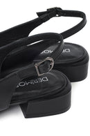 Kadın Siyah Arkası Açık Kısa Kalın Topuklu Deri Ayakkabı | Derimod Kadın Siyah Arkası Açık Kısa Kalın Topuklu Deri Ayakkabı | Derimod