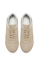 Kadın Bej Bağcıklı Süet Deri Sneaker | Derimod Kadın Bej Bağcıklı Süet Deri Sneaker | Derimod