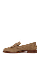 Kadın Vizon Püsküllü Süet Deri Loafer | Derimod Kadın Vizon Püsküllü Süet Deri Loafer | Derimod