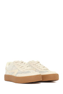 Kadın Bej Bağcıklı Kumaş Sneaker | Derimod Kadın Bej Bağcıklı Kumaş Sneaker | Derimod