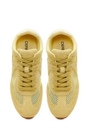 Women's Yellow Lace-up Suede Leather Sneaker | Derimod Women's Yellow Lace-up Suede Leather Sneaker | Derimod
