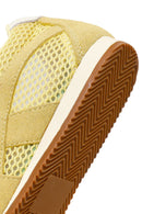 Women's Yellow Lace-up Suede Leather Sneaker | Derimod Women's Yellow Lace-up Suede Leather Sneaker | Derimod