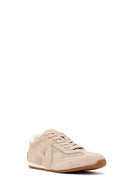 Women's Mink Lace-Up Suede Leather Sneakers | Derimod Women's Mink Lace-Up Suede Leather Sneakers | Derimod