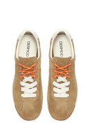 Kadın Bej Bağcıklı Süet Deri Sneaker | Derimod Kadın Bej Bağcıklı Süet Deri Sneaker | Derimod