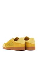 Women's Yellow Lace-Up Mesh Suede Leather Sneaker | Derimod Women's Yellow Lace-Up Mesh Suede Leather Sneaker | Derimod