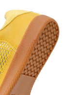 Women's Yellow Lace-Up Mesh Suede Leather Sneaker | Derimod Women's Yellow Lace-Up Mesh Suede Leather Sneaker | Derimod