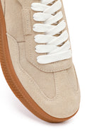Kadın Bej Bağcıklı Kalın Tabanlı Süet Deri Sneaker | Derimod Kadın Bej Bağcıklı Kalın Tabanlı Süet Deri Sneaker | Derimod