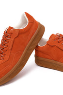 Women's Orange Lace-Up Chunky Sole Suede Leather Sneaker | Derimod Women's Orange Lace-Up Chunky Sole Suede Leather Sneaker | Derimod