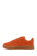 Women's Orange Lace-Up Chunky Sole Suede Leather Sneaker | Derimod Women's Orange Lace-Up Chunky Sole Suede Leather Sneaker | Derimod