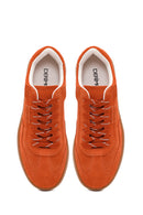 Women's Orange Lace-Up Chunky Sole Suede Leather Sneaker | Derimod Women's Orange Lace-Up Chunky Sole Suede Leather Sneaker | Derimod