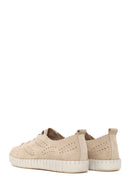 Woman Beige Lace-Up Suede Leather Comfort Shoes | Derimod Woman Beige Lace-Up Suede Leather Comfort Shoes | Derimod