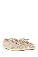 Woman Beige Tasseled Suede Leather Loafer | Derimod Woman Beige Tasseled Suede Leather Loafer | Derimod