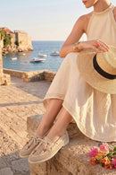 Woman Beige Tasseled Suede Leather Loafer | Derimod Woman Beige Tasseled Suede Leather Loafer | Derimod