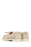 Woman Beige Tasseled Suede Leather Loafer | Derimod Woman Beige Tasseled Suede Leather Loafer | Derimod
