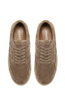 Woman Mink Lace-Up Thick-Soled Suede Leather Sneaker | Derimod Woman Mink Lace-Up Thick-Soled Suede Leather Sneaker | Derimod