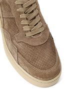 Woman Mink Lace-Up Thick-Soled Suede Leather Sneaker | Derimod Woman Mink Lace-Up Thick-Soled Suede Leather Sneaker | Derimod