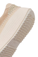 Woman Beige Lace-Up Thick-Soled Leather Sneaker | Derimod Woman Beige Lace-Up Thick-Soled Leather Sneaker | Derimod