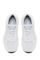 Woman White Lace-Up Thick-Soled Leather Sneaker | Derimod Woman White Lace-Up Thick-Soled Leather Sneaker | Derimod