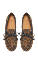 Women's Leopard Print Suede Leather Loafer | Derimod Women's Leopard Print Suede Leather Loafer | Derimod