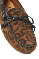 Women's Leopard Print Suede Leather Loafer | Derimod Women's Leopard Print Suede Leather Loafer | Derimod