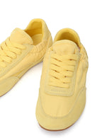 Women's Yellow Lace-up Leather Sneaker | Derimod Women's Yellow Lace-up Leather Sneaker | Derimod
