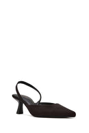 Women's Black Open Back Short Chunky Heel Fabric Shoes | Derimod Women's Black Open Back Short Chunky Heel Fabric Shoes | Derimod