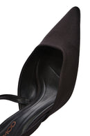 Women's Black Open Back Short Chunky Heel Fabric Shoes | Derimod Women's Black Open Back Short Chunky Heel Fabric Shoes | Derimod