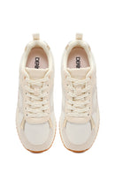 Women's Beige Lace-Up Sneakers | Derimod Women's Beige Lace-Up Sneakers | Derimod