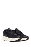 Women's Black Lace-Up Thick Soled Sneaker | Derimod Women's Black Lace-Up Thick Soled Sneaker | Derimod