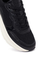 Women's Black Lace-Up Thick Soled Sneaker | Derimod Women's Black Lace-Up Thick Soled Sneaker | Derimod