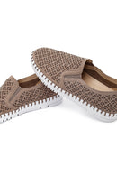 Women's Mink Pattern Fabric Comfort Shoes | Derimod Women's Mink Pattern Fabric Comfort Shoes | Derimod