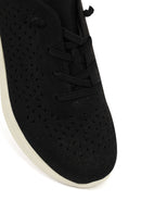 Kadın Siyah Bağcıklı Kalın Tabanlı Desenli Kumaş Comfort Sneaker | Derimod Kadın Siyah Bağcıklı Kalın Tabanlı Desenli Kumaş Comfort Sneaker | Derimod