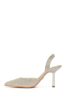 Kadın Altın Taşlı Arkası Açık İnce Topuklu Ayakkabı | Derimod Kadın Altın Taşlı Arkası Açık İnce Topuklu Ayakkabı | Derimod