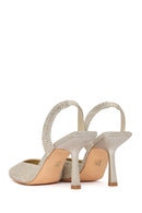 Kadın Altın Taşlı Arkası Açık İnce Topuklu Ayakkabı | Derimod Kadın Altın Taşlı Arkası Açık İnce Topuklu Ayakkabı | Derimod