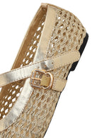 Woman Gold Metallic Ballet Flats | Derimod Woman Gold Metallic Ballet Flats | Derimod