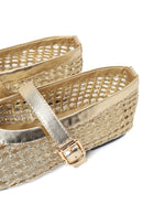 Woman Gold Metallic Ballet Flats | Derimod Woman Gold Metallic Ballet Flats | Derimod