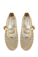 Woman Gold Metallic Ballet Flats | Derimod Woman Gold Metallic Ballet Flats | Derimod