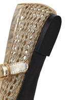 Woman Gold Metallic Ballet Flats | Derimod Woman Gold Metallic Ballet Flats | Derimod