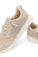 Derimod Zero Women's Beige Laced Thick Soled Fabric Sneakers | Derimod Derimod Zero Women's Beige Laced Thick Soled Fabric Sneakers | Derimod