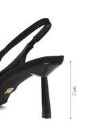 Kadın Siyah Arkası Açık Pullu Desenli İnce Topuklu Ayakkabı | Derimod Kadın Siyah Arkası Açık Pullu Desenli İnce Topuklu Ayakkabı | Derimod