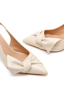 Kadın Krem Arkası Açık İnce Topuklu Ayakkabı | Derimod Kadın Krem Arkası Açık İnce Topuklu Ayakkabı | Derimod