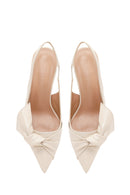 Kadın Krem Arkası Açık İnce Topuklu Ayakkabı | Derimod Kadın Krem Arkası Açık İnce Topuklu Ayakkabı | Derimod