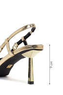 Kadın Altın Arkası Açık Metalik İnce Topuklu Ayakkabı | Derimod Kadın Altın Arkası Açık Metalik İnce Topuklu Ayakkabı | Derimod