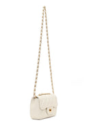Kadın Krem Zincir Askılı Mini Kapitone Çapraz Çanta | Derimod Kadın Krem Zincir Askılı Mini Kapitone Çapraz Çanta | Derimod