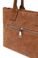 Woman Tan Long-Strap Nubuck Shoulder Bag | Derimod Woman Tan Long-Strap Nubuck Shoulder Bag | Derimod